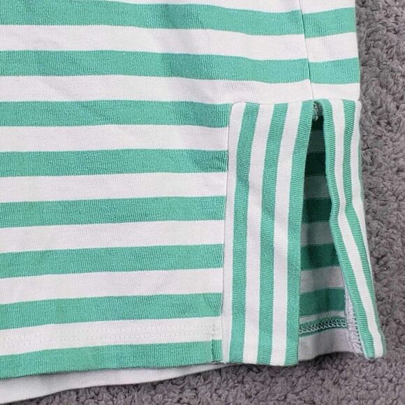 Talbots Tee Shirt Top Long Sleeve Plus Size 1X Cotton Stretch Stripe Green - Picture 4 of 7